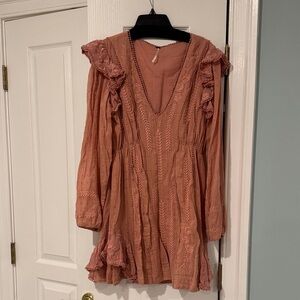 Free People Terracotta Ruffled Blouse